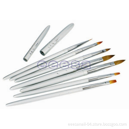 7PCS Diamond Like Metal Handle Kolinsky Sable Nail Application Brush Set